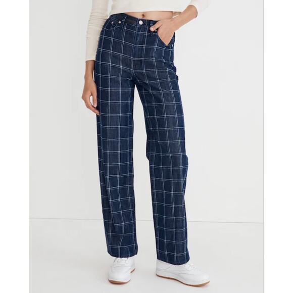 🔥NWOT Madewell Classic The Perfect Vintage Wide Leg Jean In Windowpane Checks - Picture 1 of 16